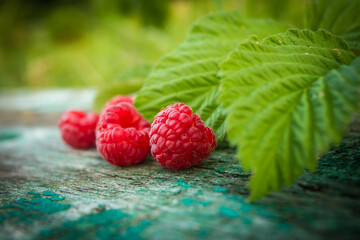 Fresh, juicy raspberries.