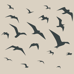 Set of birds in the sky