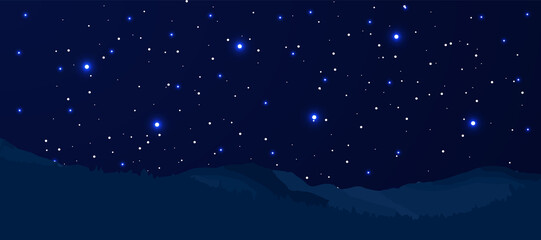 Obraz na płótnie Canvas Night sky background with stars and mountains