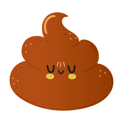 Cute funny poop character. Vector hand drawn cartoon kawaii character illustration icon. Isolated on whte background. Turd character concept