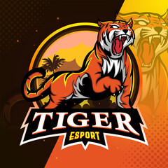 Tiger team abstract vector logo, emblem, or logo template