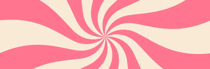 Rolgordijnen Swirling radial ice cream background. Vector illustration for swirl design. Summer. Vortex spiral twirl. Pink. Helix rotation rays. Converging psychadelic scalable stripes. Fun sun light beams © Cavid