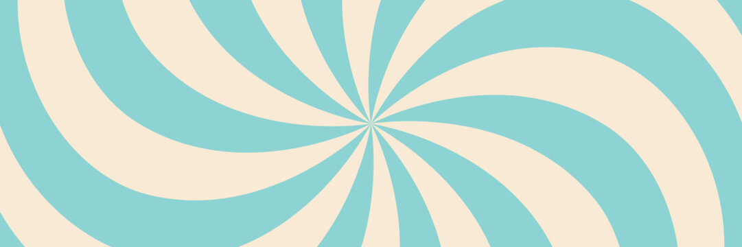 Swirling radial ice cream background. Vector illustration for swirl design. Summer. Vortex spiral twirl. Blue. Helix rotation rays. Converging psychadelic scalable stripes. Fun sun light beams
