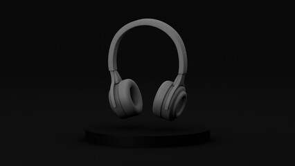 Fototapeta na wymiar 3d renden scene with white headphones