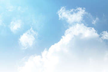 Blue sky with white cloud. The summer heaven is colorful clearing day Good weather and beautiful nature in the morning.