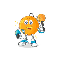 paddle ball robot character. cartoon mascot vector