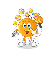 paddle ball laugh and mock character. cartoon mascot vector