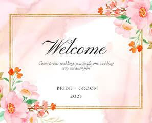 Fototapeta na wymiar Welcome cards from couples, wedding welcome card, beautiful illustrated welcome card.