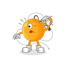 paddle ball with paper plane character. cartoon mascot vector