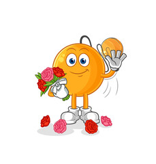 paddle ball with bouquet mascot. cartoon vector