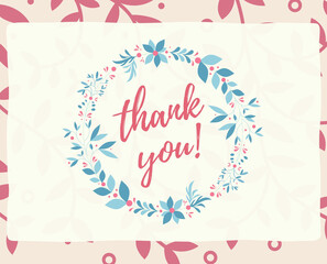 Thank you card, Beautiful thank you card for volunteers. Illustrated thank you cards.
