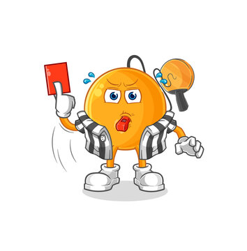 paddle ball referee with red card illustration. character vector