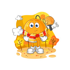 Fototapeta premium paddle ball in the autumn. cartoon mascot vector