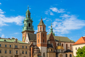 Wawel Royal Castle complex in Krakow on a sunny summer day. Wawel Castle is the main historical...