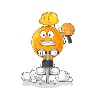 paddle ball drill the ground cartoon character vector