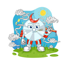 CD samurai cartoon. cartoon mascot vector