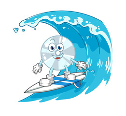 CD surfing character. cartoon mascot vector