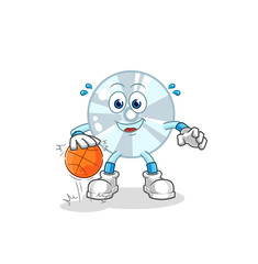 CD dribble basketball character. cartoon mascot vector