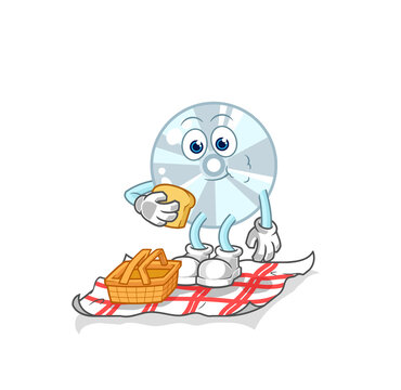 CD on a picnic cartoon. cartoon mascot vector
