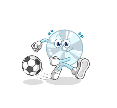 CD kicking the ball cartoon. cartoon mascot vector