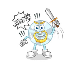 CD knights attack with sword. cartoon mascot vector