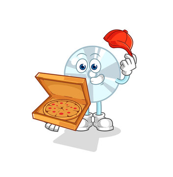 CD pizza delivery boy vector. cartoon character