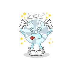 CD dizzy head mascot. cartoon vector