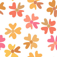 Fototapeta premium Seamless floral pattern with roses based on traditional folk art ornaments. Colorful flowers on white background. Doodle style. Vector illustration. Design for fabric, textile, paper