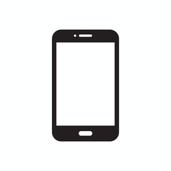 Mobile phone or smartphone black icon isolated on white background. Mock up. Vector illustration