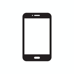 Mobile phone or smartphone black icon isolated on white background. Mock up. Vector illustration