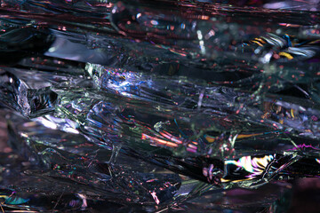 Colored crystals, light reflections in crystals, background