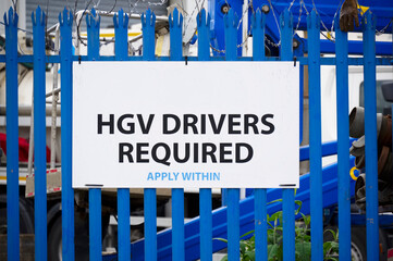 Fototapeta HGV drivers required due to labour shortages obraz
