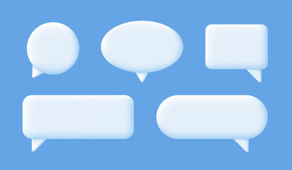 3d Chat bubble rendering. White Speech or speak bubbles on blue background. Chatting box, message and tallking cloud. Social network communication concept. Vector illustration.