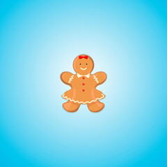 Festive Christmas cookies in the shape of a man on a blue background. Baking for the holiday.