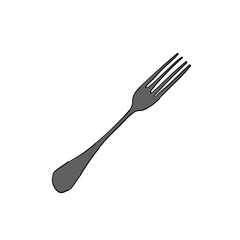 Hand drawn metal cartoon fork isolated on white background. Flat design. Vector illustration.