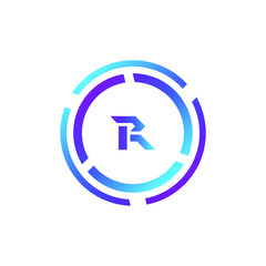 Creative Letter R logo design with point or dot symbol
