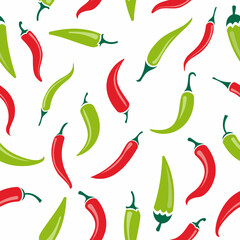 Vector illustration of a pattern of red and green chili peppers