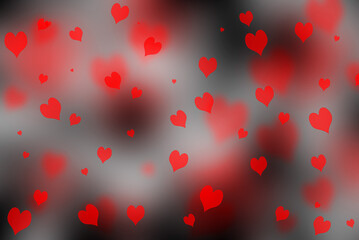 Valentine's day or wedding background with hearts. Decorative, romantic love bokeh background. 3d illustration