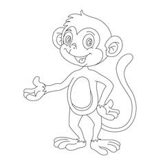 Cute little monkey coloring page for kids animal outline coloring book cartoon vector illustration