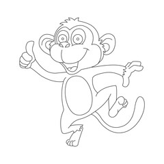 Cute little monkey coloring page for kids animal outline coloring book cartoon vector illustration