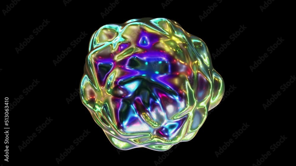 Poster realistic looping 3d animation of the beautiful abstract morphing liquid colorful glass orb rendered