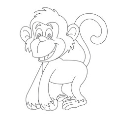 Cute little monkey coloring page for kids animal outline coloring book cartoon vector illustration