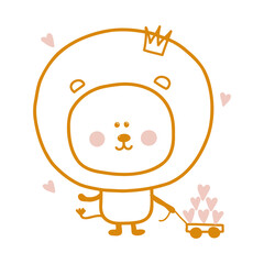 Cute outlined jungle and woodland animal for kids. Coloring vector illustration set.