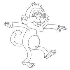 Cute little monkey coloring page for kids animal outline coloring book cartoon vector illustration