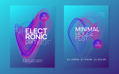 Neon club flyer. Electro dance music. Trance party dj. Electronic sound fest. Techno event poster.