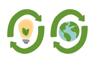 Ecology. Eco icon recycling. Save energy, save the planet. 