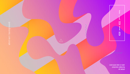 Gradient Poster. Modern Banner. Blue Plastic Shape. Horizontal Invitation. Art Landing Page. Memphis Frame. Abstract Pattern. Wave Geometric Cover. Violet Gradient Poster