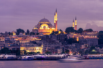 Fatih district and The Suleymaniye Mosque in Istanbul, Turkey