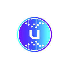 Creative Letter U logo design with point or dot symbol