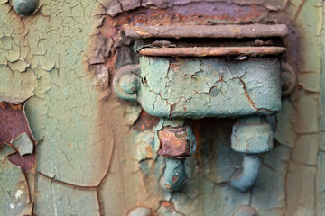 Background. Fuse box, old, paint, rust,